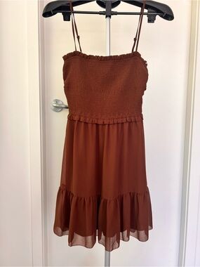 Wilfred Rust Smocked Spaghetti Strap Dress